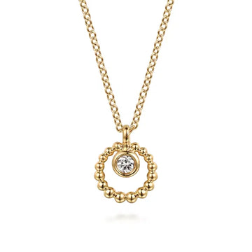 GABRIEL & CO- 14K Yellow Gold Bujukan and White Sapphire Pendant Necklace